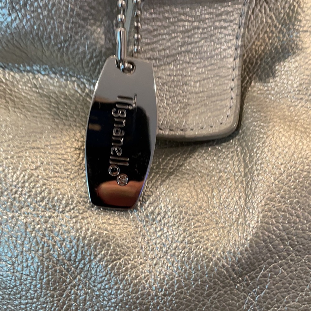 Tignanello Silver Pebble Leather Satchel - Picture 2 of 14